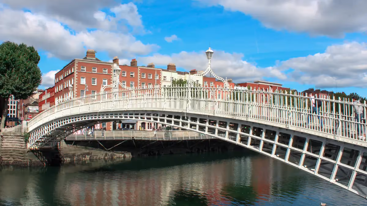 Ha’penny Bridge crossing the River Liffey in Dublin