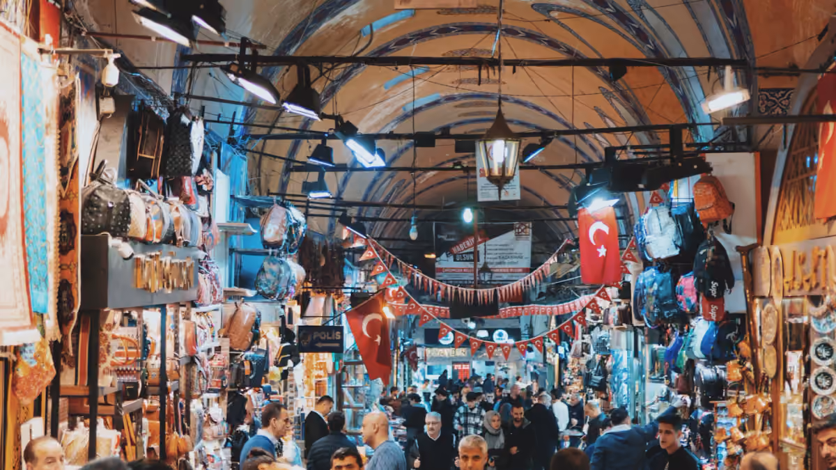 Shoppers beneath the vaulted ceiling of Istanbul’s Grand Bazaar