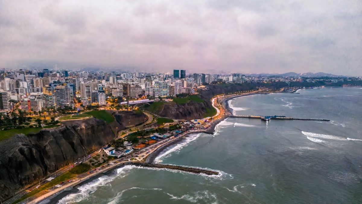 The cliffs and Pacific coastline of Miraflores in Lima