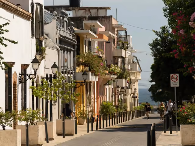 Historic buildings along Calle Arzobispo Meriño in Santo Domingo’s Colonial Zone