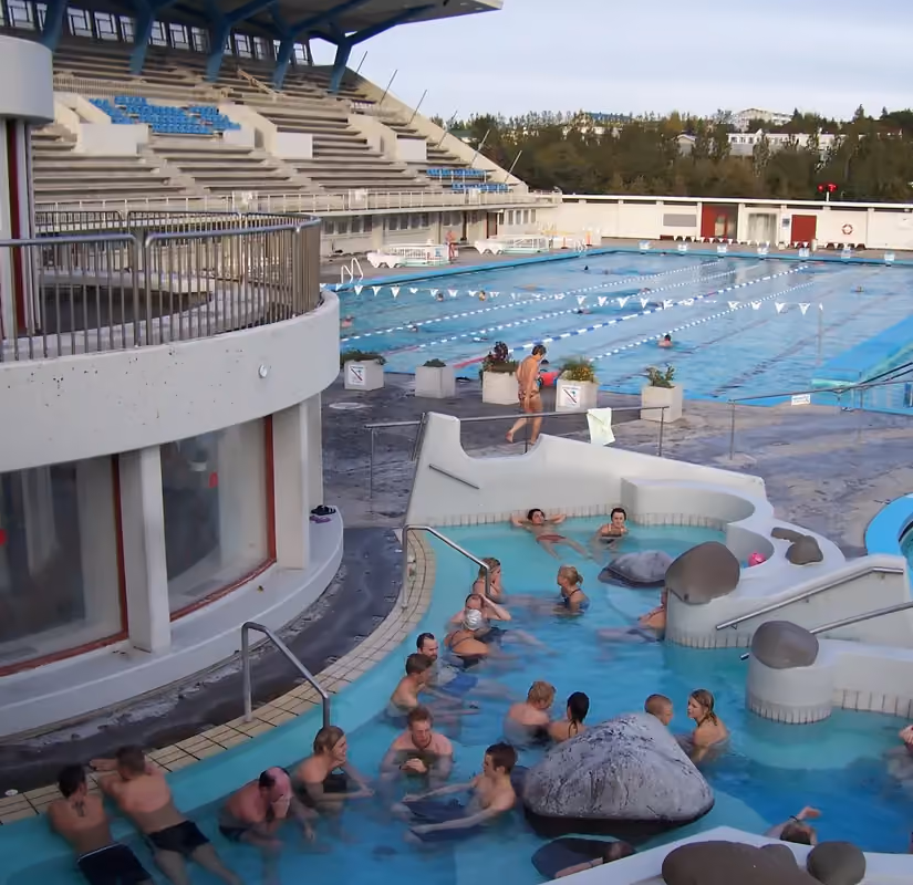 Outdoor swimming pools at Laugardalslaug in Reykjavík