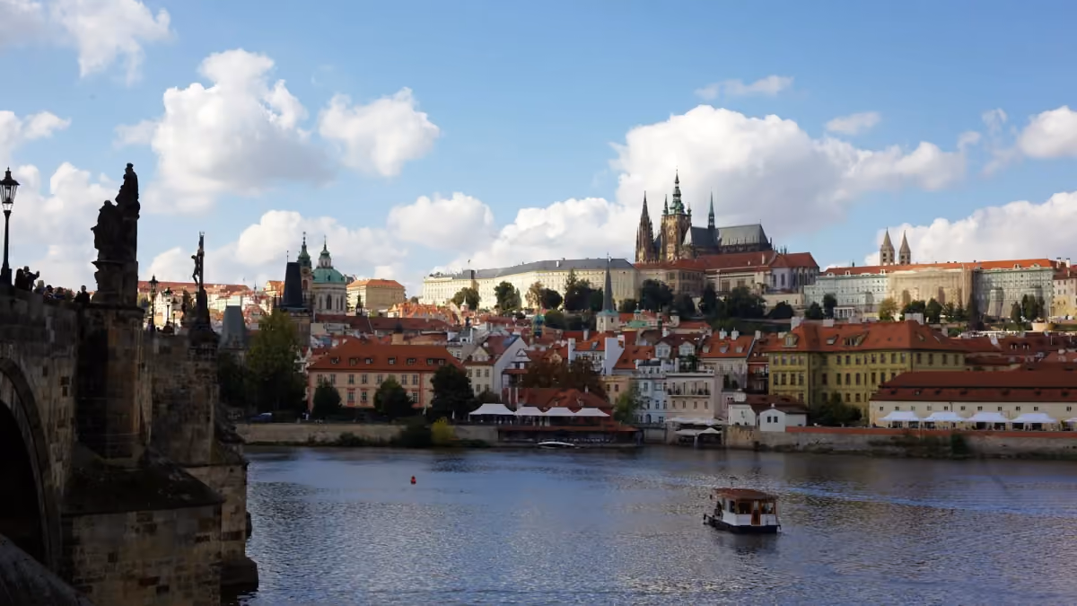 Prague Castle and the Vltava viewed from Charles Bridge